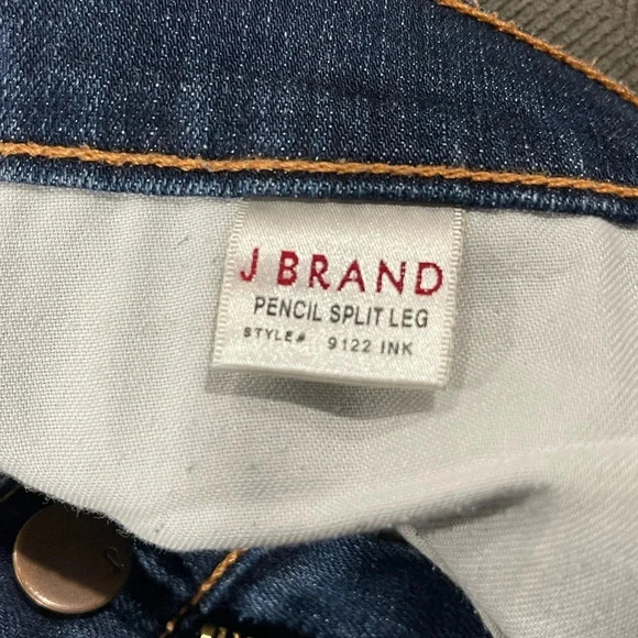 JBrand Dark Wash Low Rise Pencil Split Leg Size 27 - Picture 3 of 9